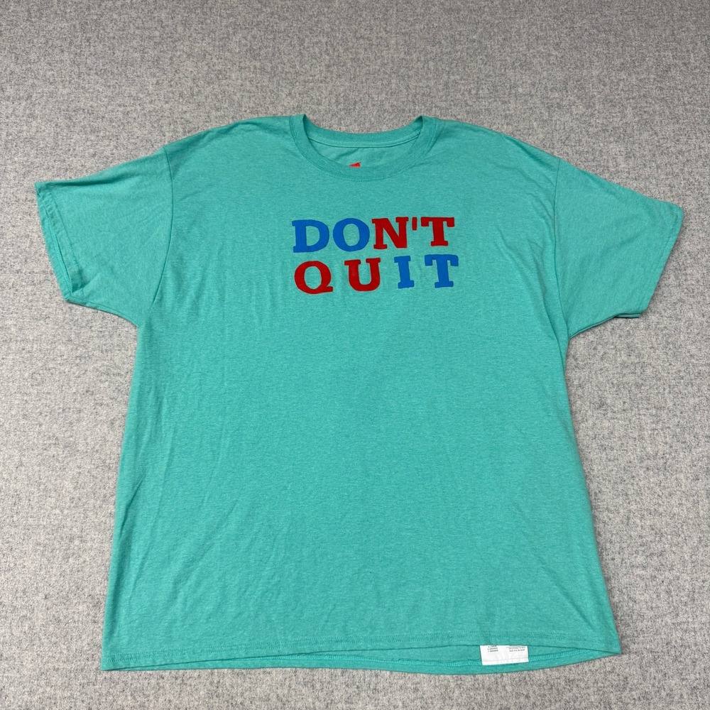Hanes X-Temp T-Shirt XL Teal Green Graphic Dont Quit Do It Short Sleeve Mens Tee